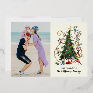 Klassieke Grinch Kerstboom Kerst Foto Folie Feestdagenkaart