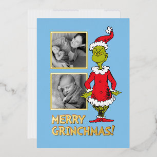 Klassieke Grinch Kerstman Folie Feestdagenkaart
