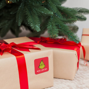 Klassieke Grinch Kerstmis - op maat gesneden Vierkante Sticker