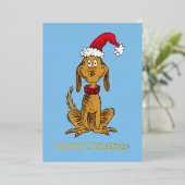 Klassieke Grinch | Max - Kerstman Hoed Folie Feestdagenkaart (Staand Voorkant)