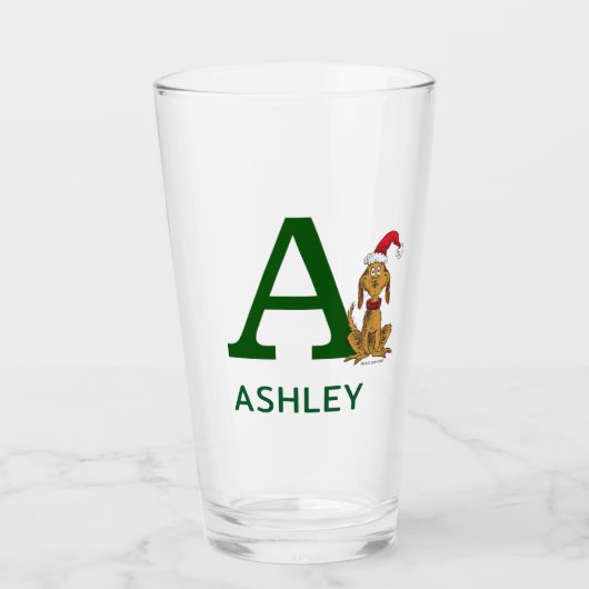 Klassieke Grinch Max | Naam & Monogram Glas (Voorkant)