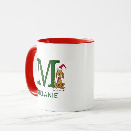 Klassieke Grinch Max | Naam & Monogram M Mok (Voorkant links)