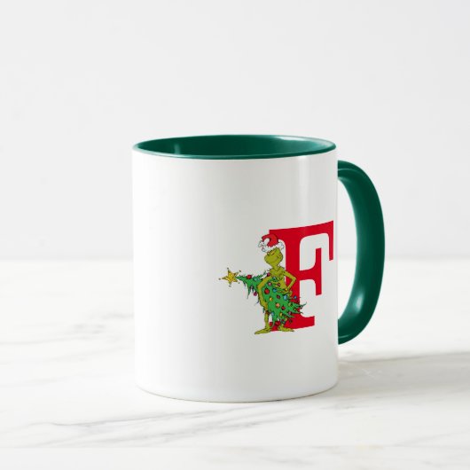 Klassieke Grinch | Ondeugend Monogram F Mok (Voorkant rechts)