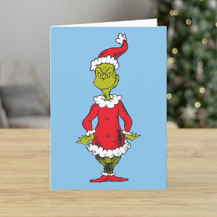 Klassieke Grinch Santa Claus Feestdagen Kaart