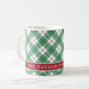 Klassieke groene argyle geruite preppy familienaam koffiemok