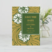 Klassieke Groene Art Nouveau Bruiloft Save The Date (Staand voorkant)