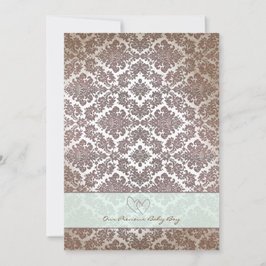 Klassieke groene baby geboorteaankondiging aankondiging (Achterkant)