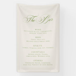 Klassieke groene bar menu trouw receptie decoratie spandoek