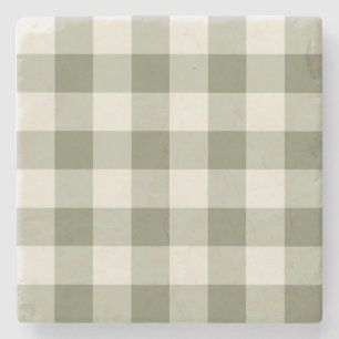 Klassieke Groene Boerderij Gingham Style Stenen Onderzetter