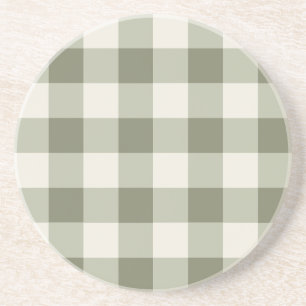 Klassieke Groene Boerderij Gingham Style Zandsteen Onderzetter