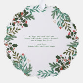 Klassieke Groene Botanische Kerstmis foto Ornament Kaart (Achterkant)