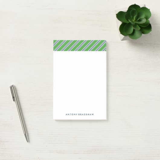 Klassieke groene en blauwe strepen post-it® notes (Kantoor)