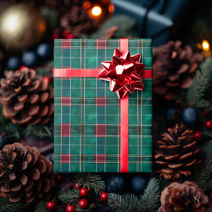 Klassieke groene en rode ruit - Festive Kerstmis Cadeaupapier