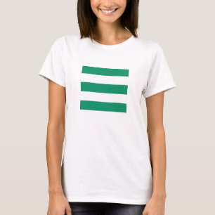 Klassieke groene en witte brede strepen op een t-shirt