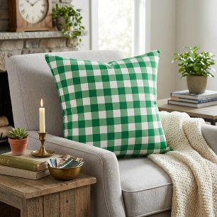 Klassieke groene en witte gingham ruit kussen