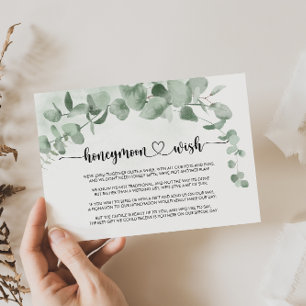 Klassieke groene Eucalyptus Foliage Honeymoon Wish Informatiekaartje