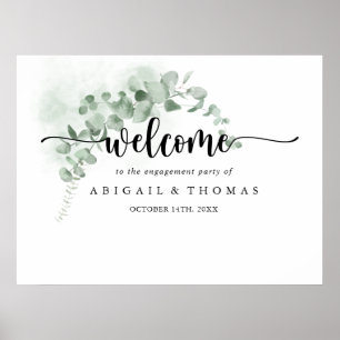 Klassieke groene Eucalyptus verlovingsfeest welkom Poster