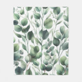 Klassieke groene eucalyptusbladeren op wit fleece deken (Voorkant)