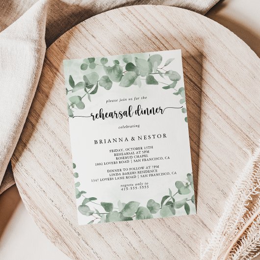 Klassieke groene Eucalyptusrepetitie Dinner Kaart