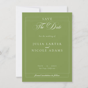 Klassieke groene ivoor kalligrafie foto bruiloft save the date