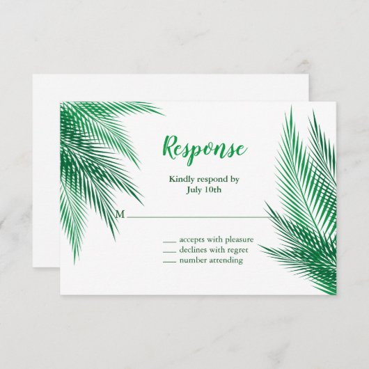 Klassieke groene palmbladeren RSVP (Voorkant / Achterkant)