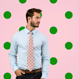 Klassieke groene poolpuntpatroon op roze Stropdas