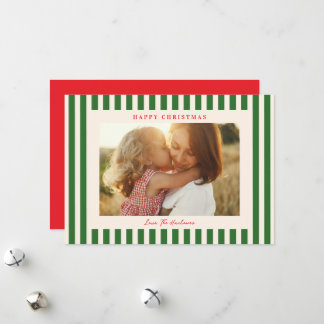 Klassieke groene streep foto kerstvakantie feestdagenkaart