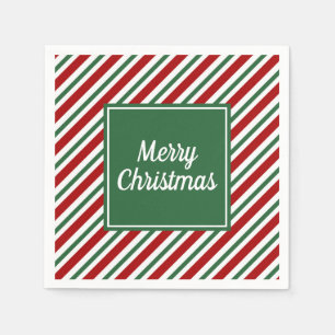 Klassieke Groene Strepen Patroon Kerstmis Servet