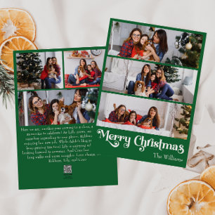 Klassieke Groene Vrolijke Kerstmis Verticaal 6 Fot Feestdagenkaart
