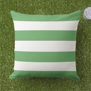 Klassieke groene witte brede horizontale streep buitenkussen