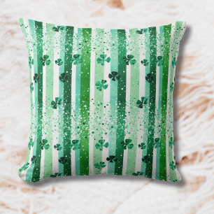 Klassieke groene witte verticale strepen klavertje kussen