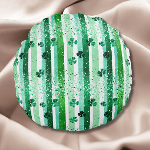 Klassieke groene witte verticale strepen klavertje rond kussen