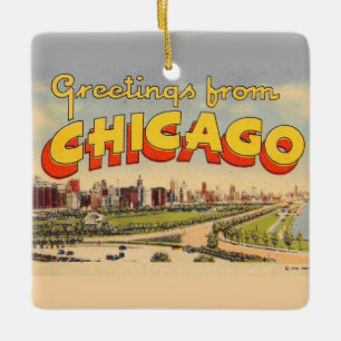 Klassieke groet uit Chicago kaart Keramisch Ornament