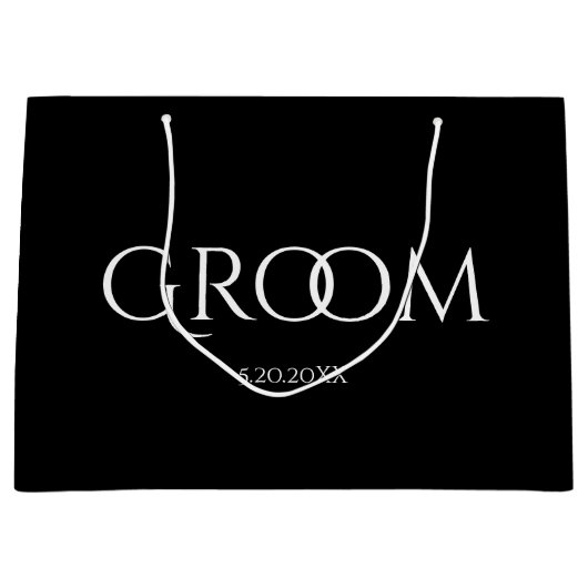 Klassieke Groom Black en White Large Gift Bag Groot Cadeauzakje (Voorkant)