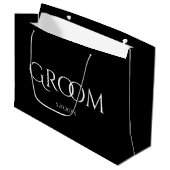 Klassieke Groom Black en White Large Gift Bag Groot Cadeauzakje (Voorkant Gekanteld)