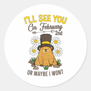 Klassieke Groundhog Day viering op 2 februari Ronde Sticker