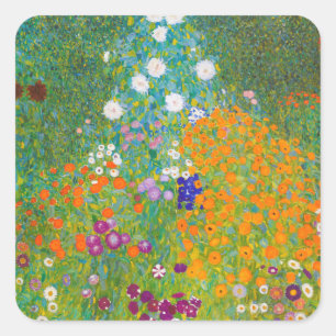 Klassieke Gustav Klimt cottage tuinkleur kunst Vierkante Sticker