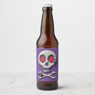 Klassieke Halloween Enge Schedel Griezelige Spinne Bier Etiket