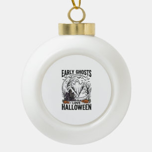 Klassieke Halloween Geest Behekste Maan Gravure Ku Keramische Bal Ornament