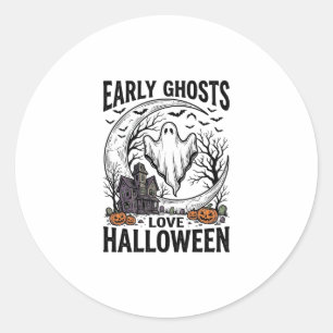 Klassieke Halloween Geest Behekste Maan Gravure Ku Ronde Sticker