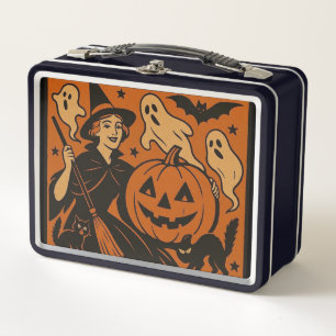 , klassieke Halloween heks, spook en pompoenen