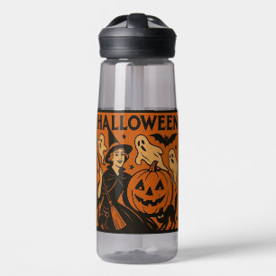 , klassieke Halloween heks, spook en pompoenen Waterfles