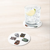 Klassieke Halloween karakters | Licht Ronde Kartonnen Onderzetter (Insitu)