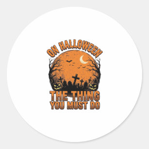 Klassieke Halloween Kerkhof Pompoen Maan Shirt Des Ronde Sticker