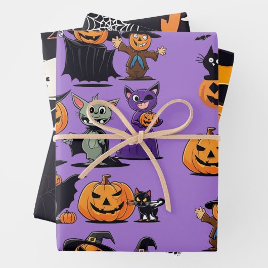 Klassieke Halloween Pompoen Carving Wrapping Paper (In situ)