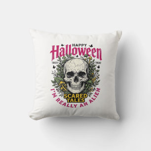 Klassieke Halloween Schedel Alien Grafisch voor Wi Kussen