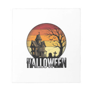 Klassieke Halloween Spookhuis Zonsondergang Vector Notitieblok