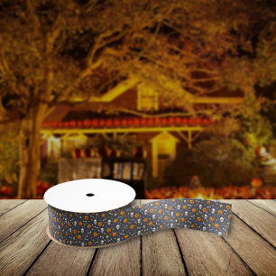 Klassieke Halloween thema patroon donkergrijs Grosgrain Lint