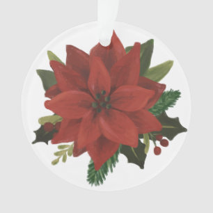 Klassieke hand geschilde Poinsettia Holiday Ornament