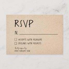 KLASSIEKE HANDGESCHREVEN RSVP-KAART - KRAFTPAPIER RSVP KAARTJE